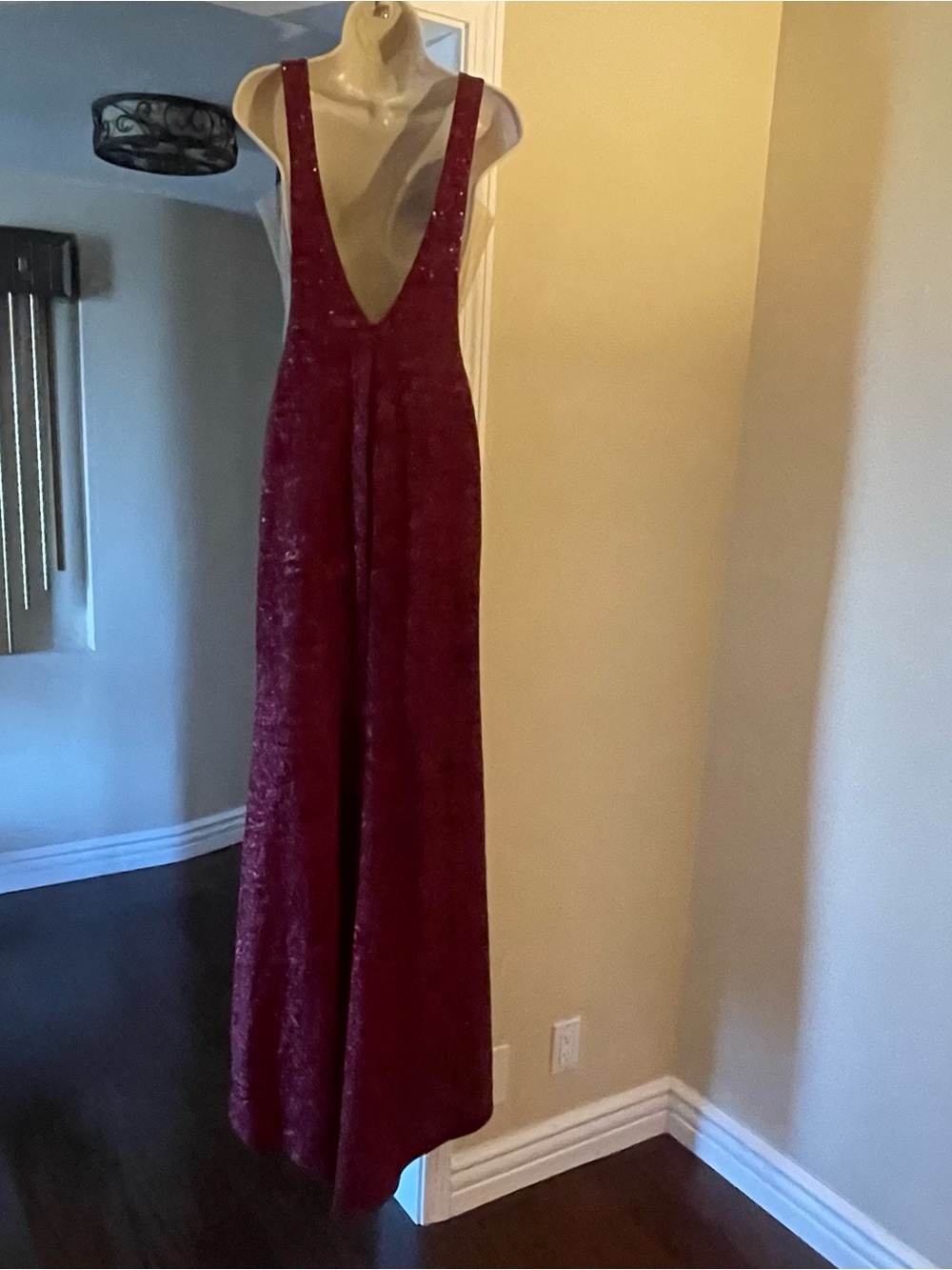 Jovani Glitter Jersey Mermaid Skirt - Burgundy - Picture 4 of 8